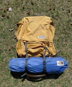 with Alpine Designs Plastic External Frame pack
