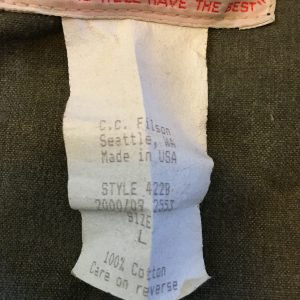 Filson Shelter Cloth Upland Bird Hunting Jacket Model 422B