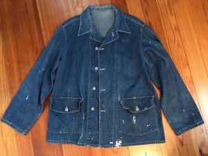 940s WWII VINTAGE US ARMY MILITARY DENIM CHORE COAT JACKET