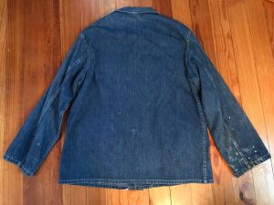 940s WWII VINTAGE US ARMY MILITARY DENIM CHORE COAT JACKET