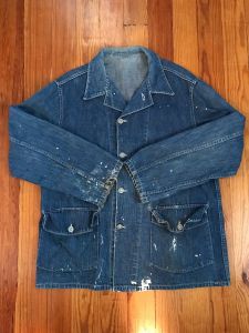 940s WWII VINTAGE US ARMY MILITARY DENIM CHORE COAT JACKET